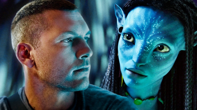 Обои картинки фото avatar, кино, фильмы, neytiri, jake, sully, sam, worthington
