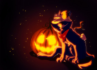 Картинка рисованные животные коты тыква