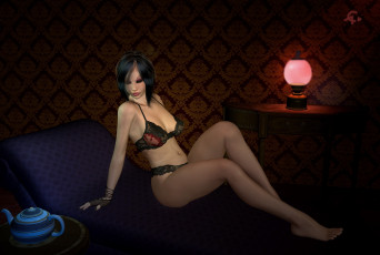 Картинка 3д графика people люди девушка чайник