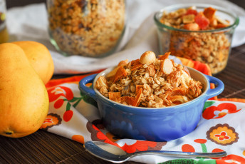 Картинка еда разное груши гранола завтрак