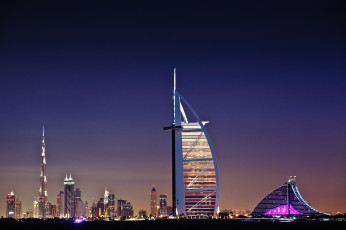 Картинка города дубаи оаэ парус отель ночь