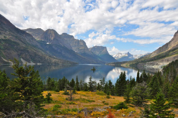Картинка st mary lake waterton lakes national park природа реки озера озеро горы