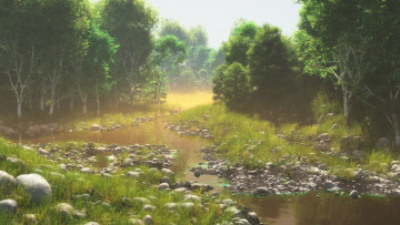 Картинка 3д графика nature landscape природа лес