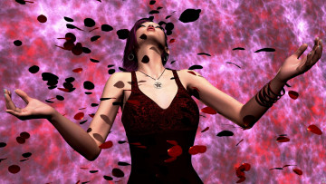 Картинка 3д графика people люди девушка листья