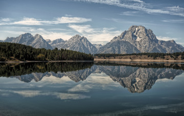 Картинка oxbow bend lake grand teton national park природа реки озера лес гранд-титон wyoming отражение озеро горы