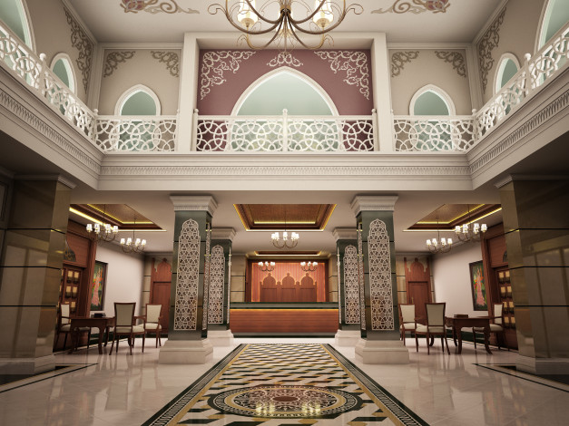 Обои картинки фото 3д, графика, realism, реализм, зал, балкон