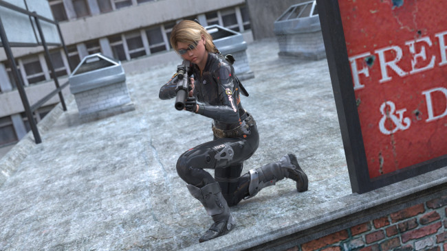 Обои картинки фото 3д, графика, military, девушка, оружие