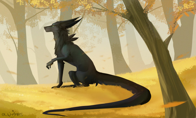 Обои картинки фото рисованные, животные, сказочные, мифические, лес, волк