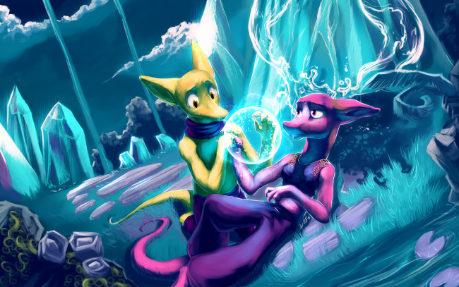 Обои картинки фото рисованные, животные, сказочные, мифические, существа, шар