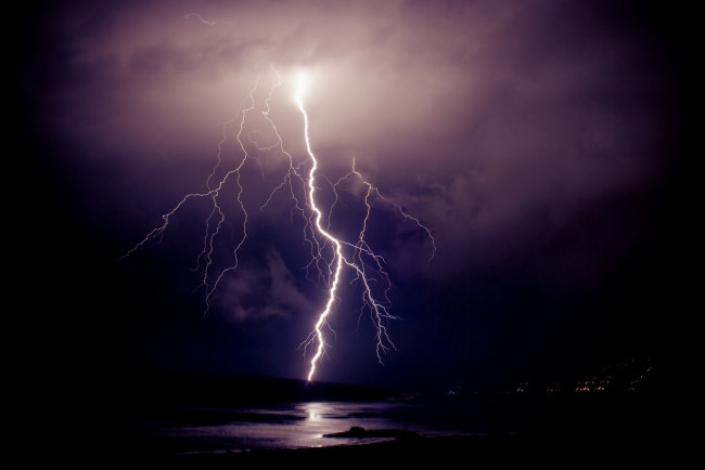 Обои картинки фото природа, молния, гроза, ночь