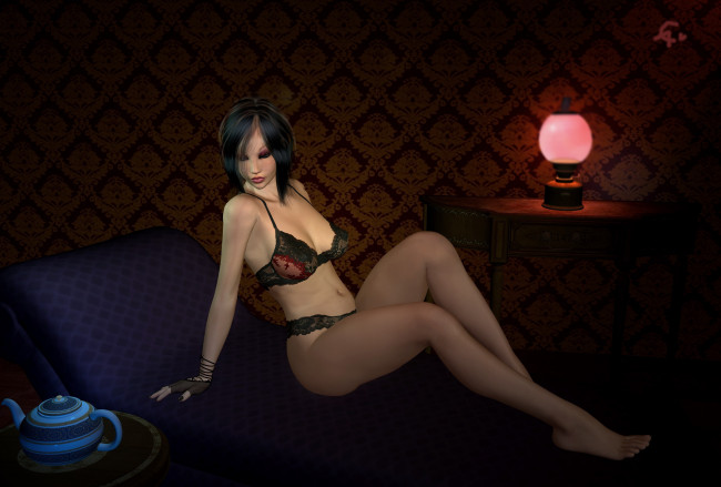 Обои картинки фото 3д, графика, people, люди, девушка, чайник