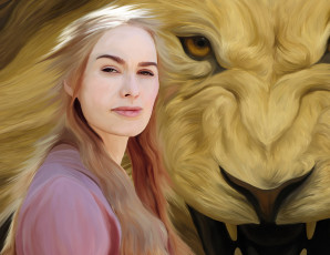 Картинка рисованные кино thrones of game лев ланнистер серсея престолов игра