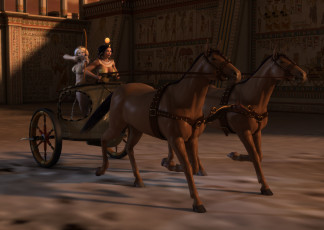 Картинка 3д+графика amazon+ амазонки девушки лук лошади