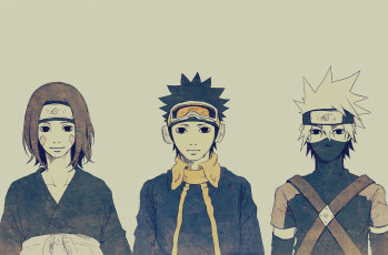 Картинка аниме naruto art kakashi team minato obito rin
