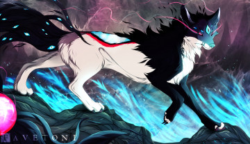 Картинка рисованные животные +волки волк сказочный