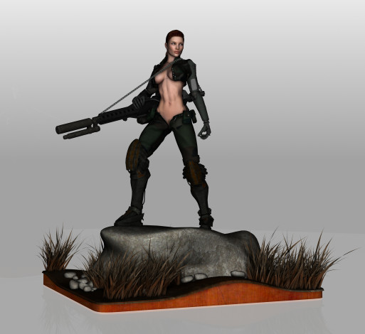 Обои картинки фото 3д графика, fantasy , фантазия, взгляд, девушка, оружие