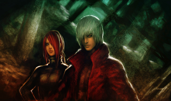 Обои картинки фото аниме, devil may cry, девушка, парень