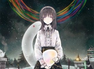 Картинка аниме животные +существа девушка