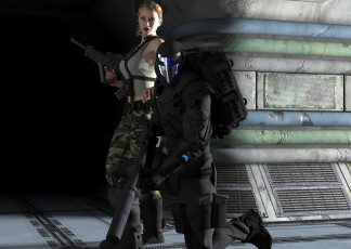 Картинка 3д+графика фантазия+ fantasy фон оружие взгляд девушка