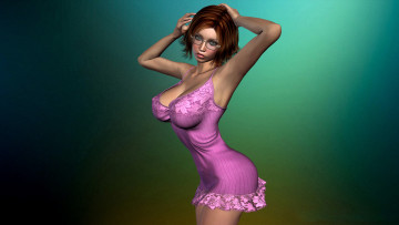 Картинка 3д+графика люди+ people девушка взгляд фон очки