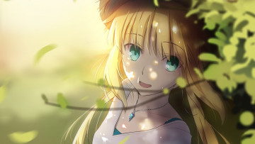 Картинка аниме fate stay+night девушка фон взгляд