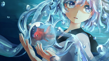 Картинка аниме vocaloid фон взгляд девушка