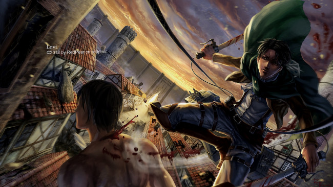 Обои картинки фото аниме, shingeki no kyojin, атака, титанов