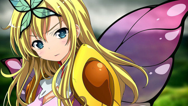 Обои картинки фото аниме, животные,  существа, девушка, взгляд, фон