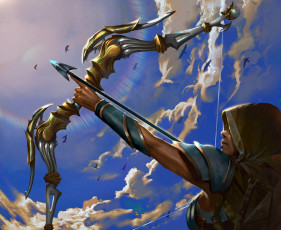 Картинка фэнтези девушки фон девушка лук