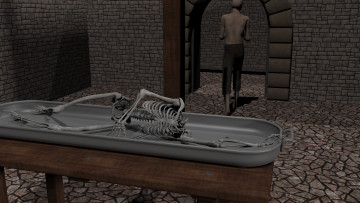 Картинка 3д+графика ужас+ horror скилет