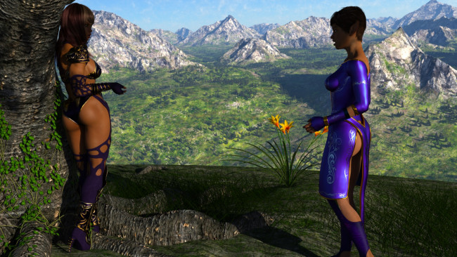 Обои картинки фото 3д графика, фантазия , fantasy, фон, взгляд, девушка