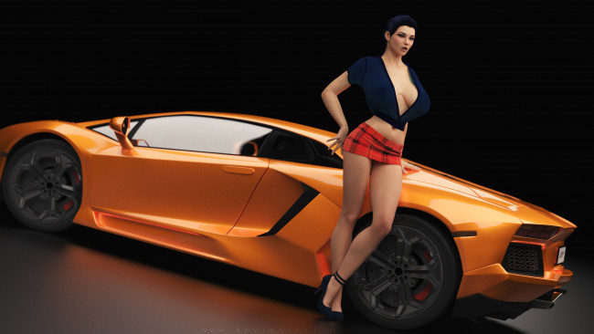 Обои картинки фото 3д графика, люди-авто, мото , people- car ,  moto, фон, взгляд, девушка