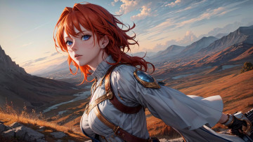 Картинка аниме пейзажи +природа нейросети графика нейроарт ai art нейронные сети рисунки нейро искусство девушка