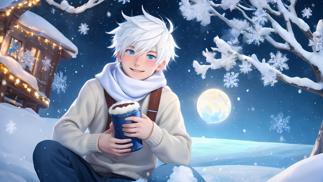 Обои картинки фото аниме, зима,  новый год,  рождество, нейросети, графика, нейроарт, ai, art, нейронные, сети, рисунки, нейро, искусство