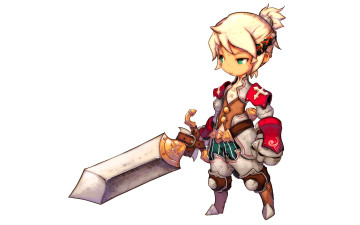 обоя видео игры, dragonica, персонаж, чиби, оружие