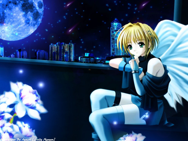 Обои картинки фото аниме, angels, demons, девушка, крылья, ангел