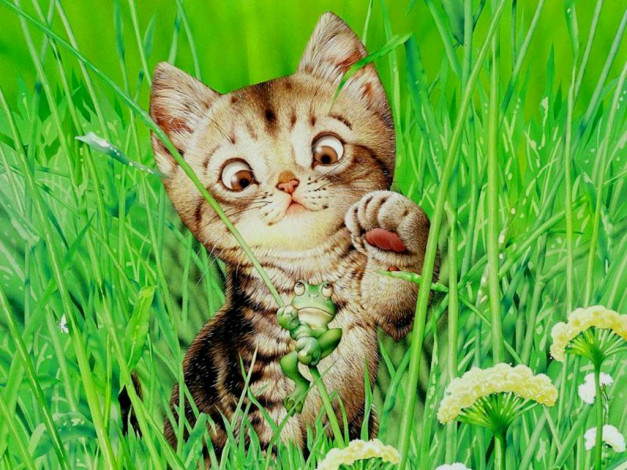 Обои картинки фото рисованные, животные, коты