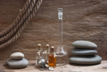 Картинка разное ракушки кораллы декоративные spa камни масло бутылочки