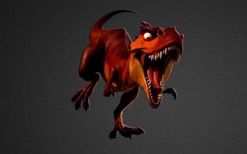 Картинка динозавр фэнтези существа рычит зубы тираннозавр серый фон