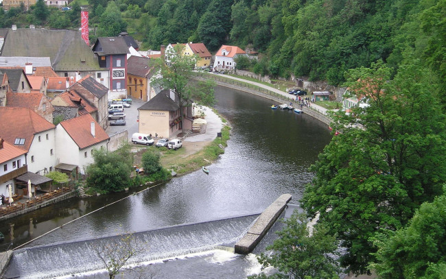 Обои картинки фото Чешский, крумлов, города, улицы, площади, набережные, река, набережная, дома