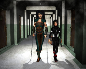 Картинка 3д+графика фантазия+ fantasy фон взгляд девушки коридор