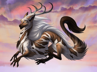 Картинка фэнтези драконы облака полет дракон