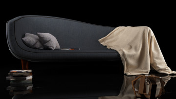 Картинка 3д+графика реализм+ realism интерьер книги комната подушки диван