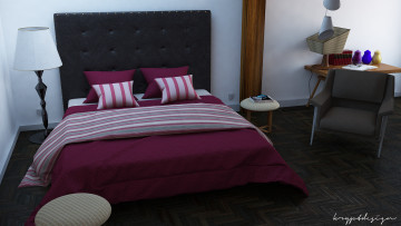 Картинка 3д+графика реализм+ realism стул светильник диван подушки кресло тумбочка комната