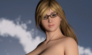 Картинка 3д+графика портрет+ portraits очки фон взгляд девушка