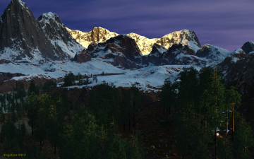 Картинка 3д+графика природа+ nature лес горы рассвет