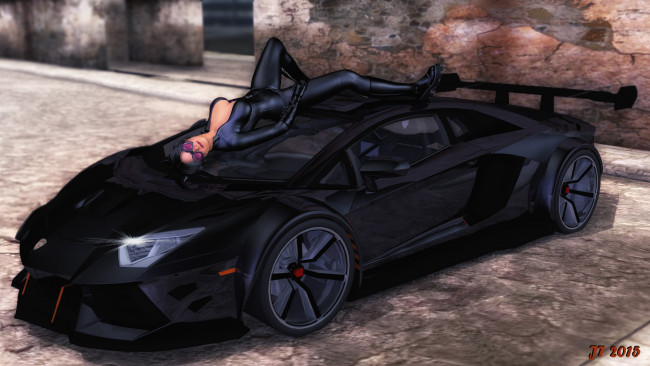 Обои картинки фото автомобили, 3d car&girl, девушка, взгляд, фон, автомобиль