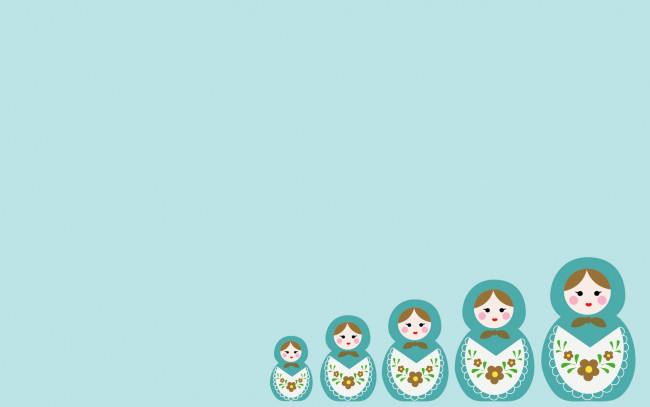 Обои картинки фото векторная графика, другое , other, фон, матрешка, ряд, игрушка, голубой