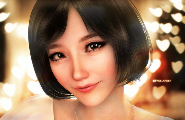 Обои картинки фото 3д графика, портрет , portraits, фон, взгляд, девушка, лицо