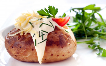 Картинка еда картофель сыр соус клубень запеченный